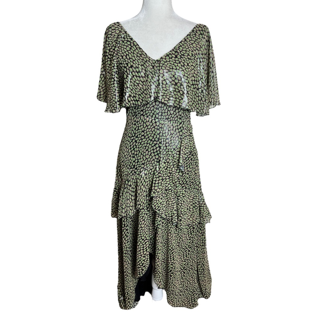 Nocturne Ruffled Long Dress Open Back Size Large - Picture 6 of 12